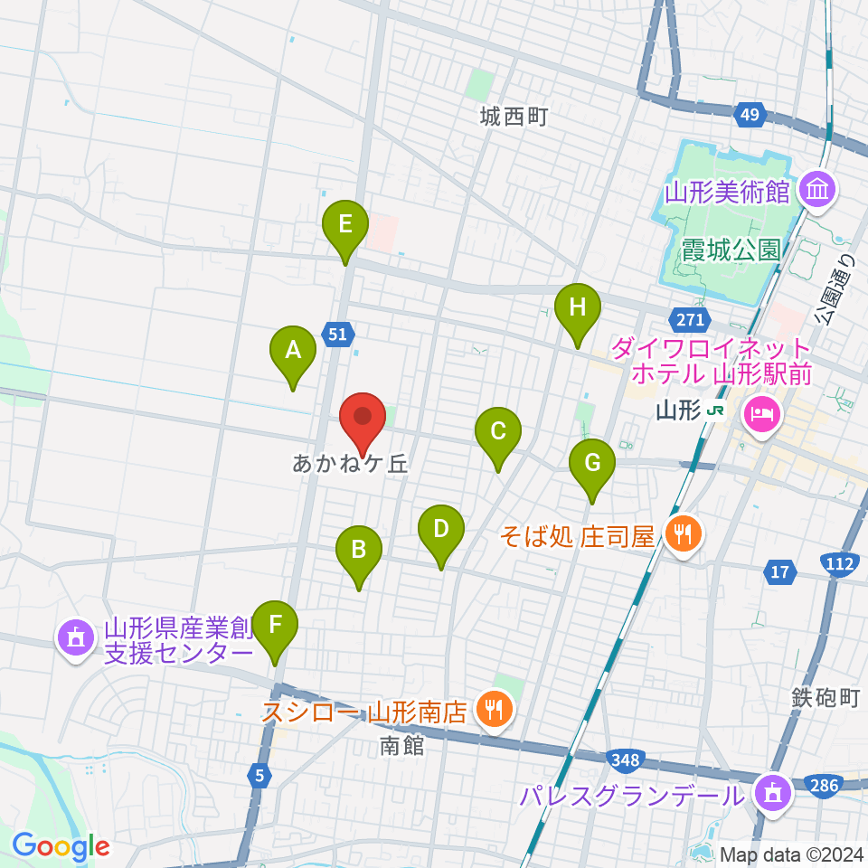 ネッツえがおフィールド周辺のカフェ一覧地図