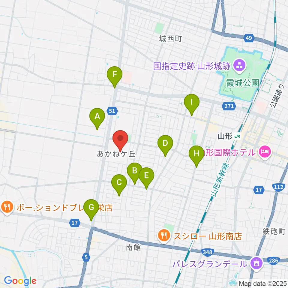 ネッツえがおフィールド周辺のカフェ一覧地図