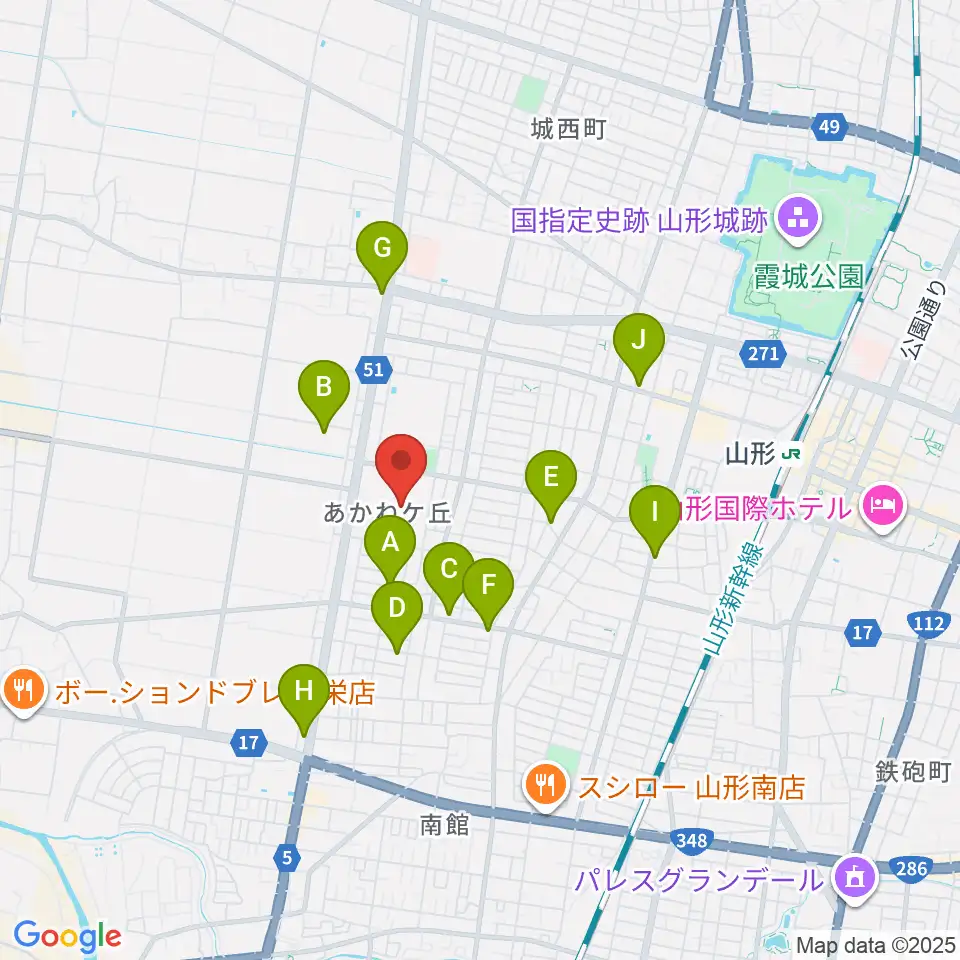 ネッツえがおフィールド周辺のカフェ一覧地図