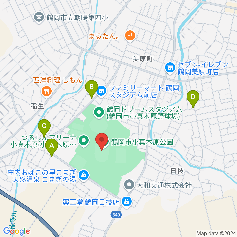 小真木原陸上競技場周辺のカフェ一覧地図