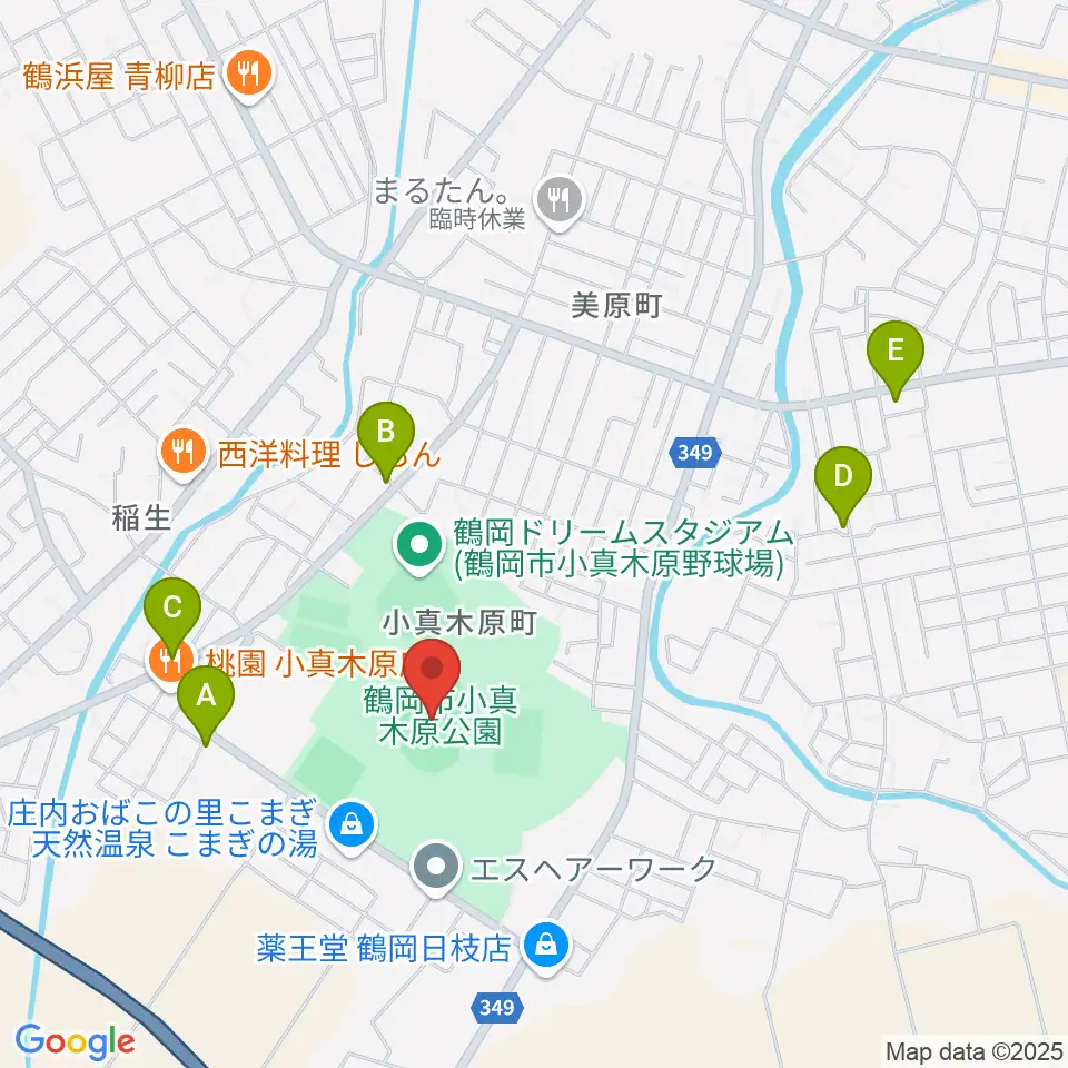 小真木原陸上競技場周辺のカフェ一覧地図