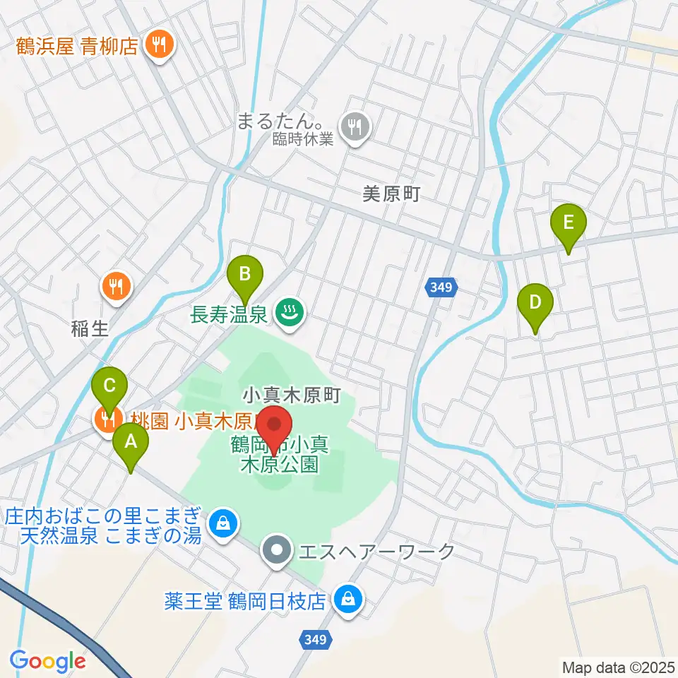 小真木原陸上競技場周辺のカフェ一覧地図