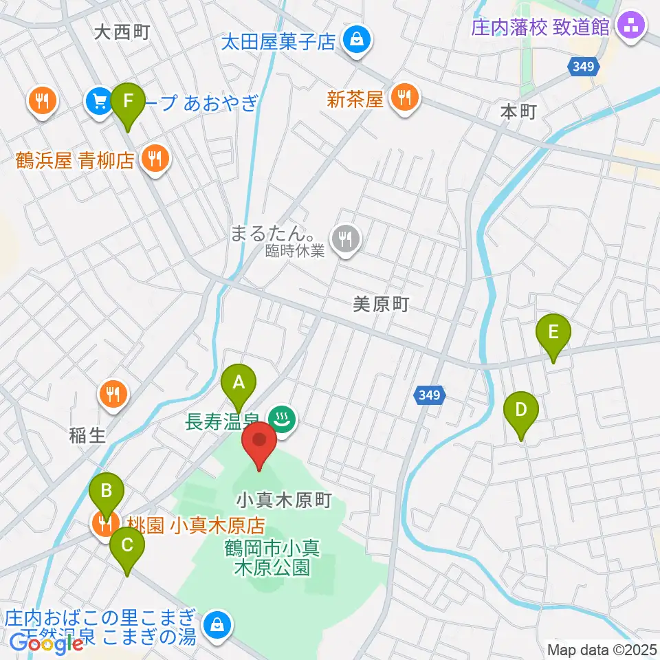 WaTaRaI鶴岡ドリームスタジアム周辺のカフェ一覧地図