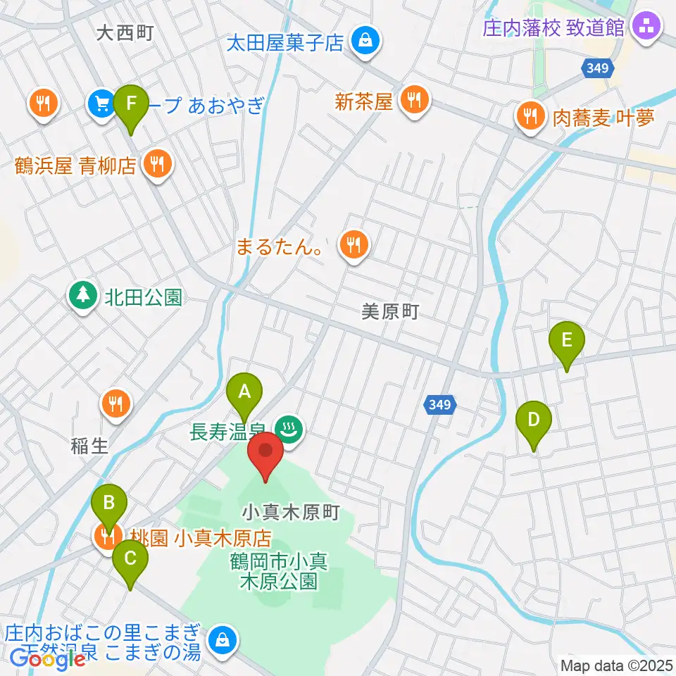 WaTaRaI鶴岡ドリームスタジアム周辺のカフェ一覧地図