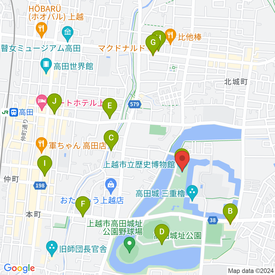 上越市立歴史博物館周辺のカフェ一覧地図