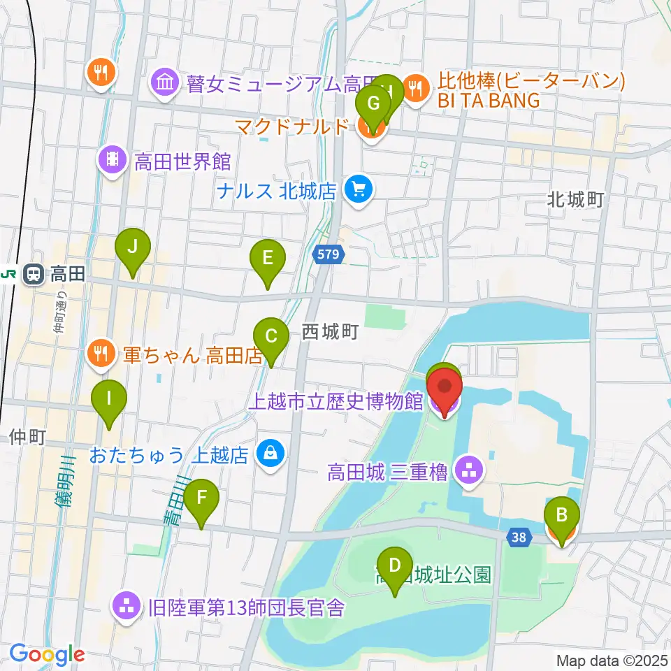 上越市立歴史博物館周辺のカフェ一覧地図