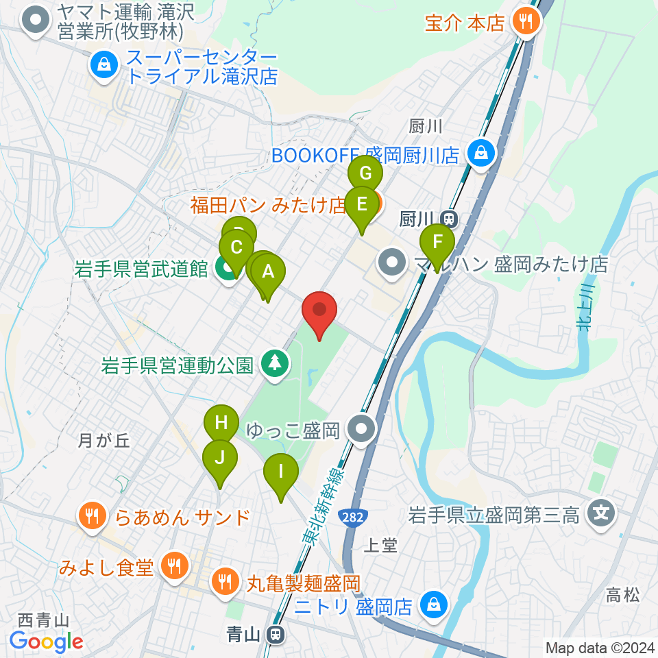 純情産地いわてトラフィール周辺のカフェ一覧地図