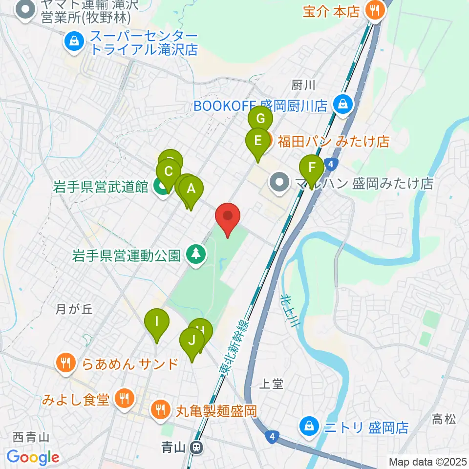 純情産地いわてトラフィール周辺のカフェ一覧地図