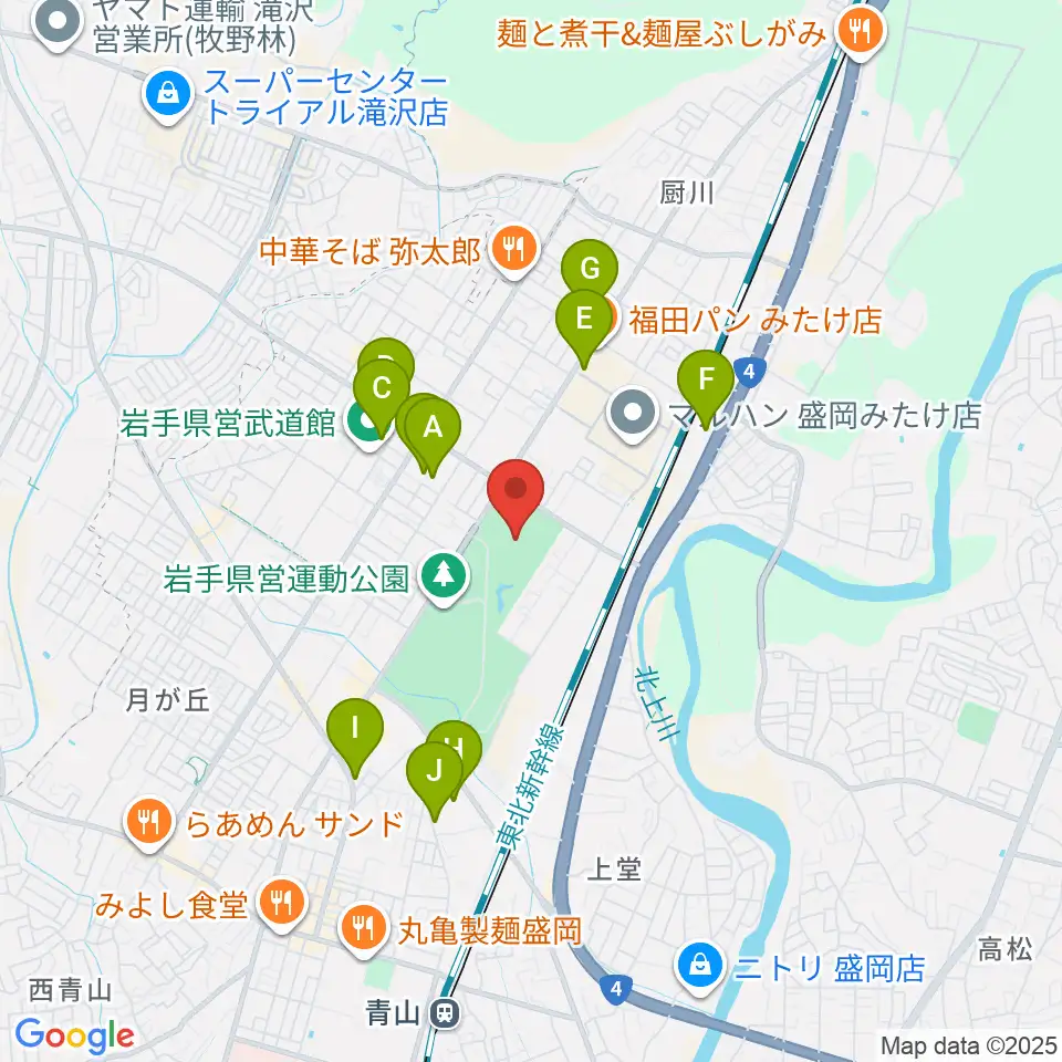 純情産地いわてトラフィール周辺のカフェ一覧地図