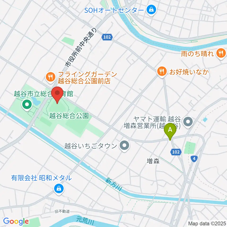 越谷市民球場周辺のカフェ一覧地図