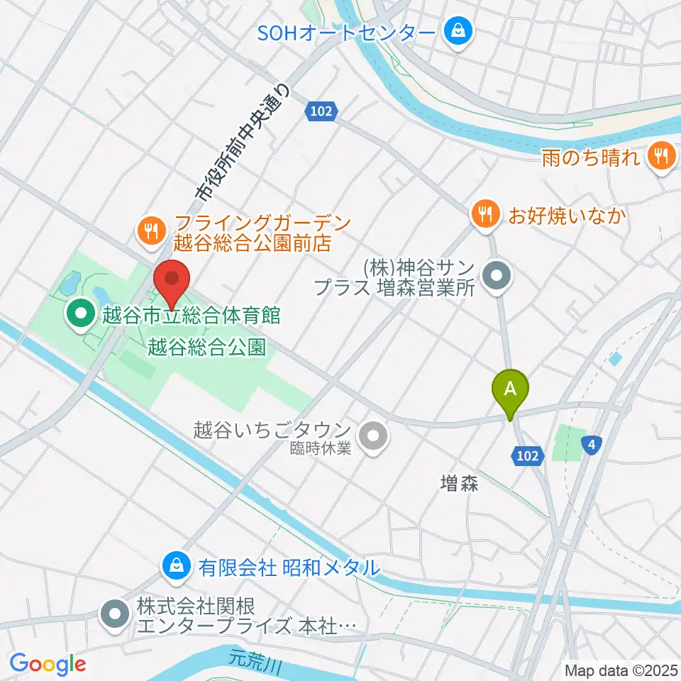 越谷市民球場周辺のカフェ一覧地図