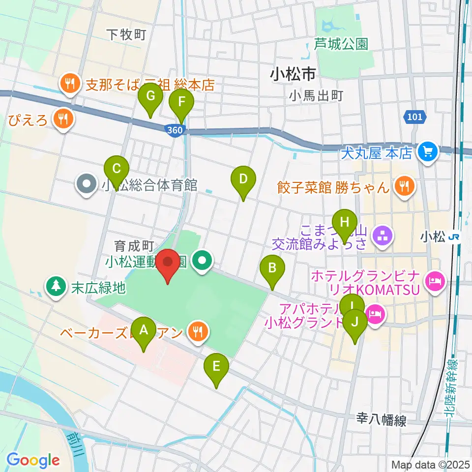 勧進帳スタジアム周辺のカフェ一覧地図