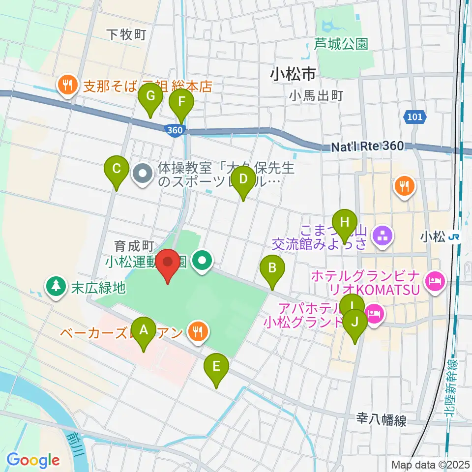 勧進帳スタジアム周辺のカフェ一覧地図
