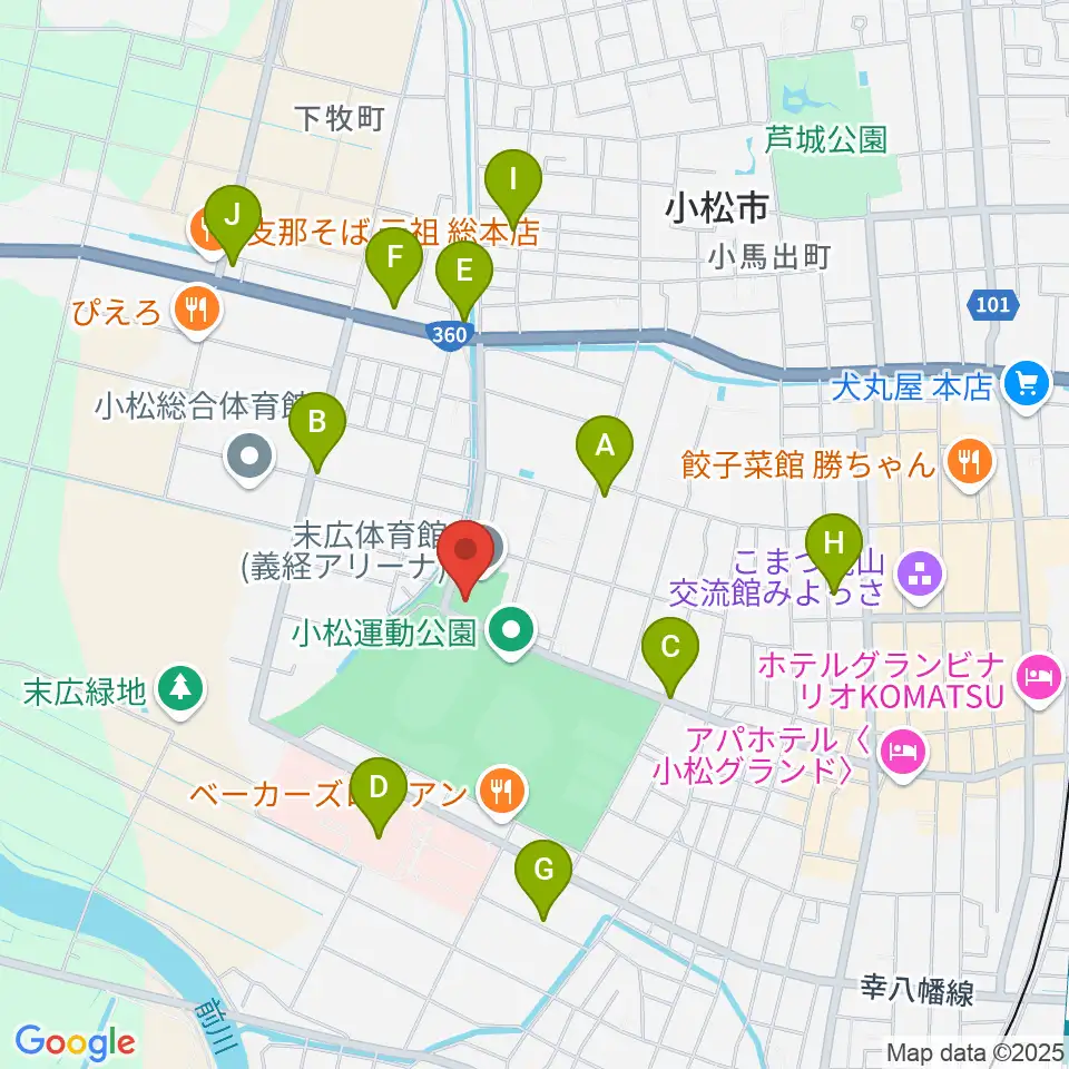 義経アリーナ周辺のカフェ一覧地図