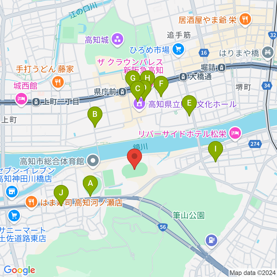 りょうまスタジアム周辺のカフェ一覧地図