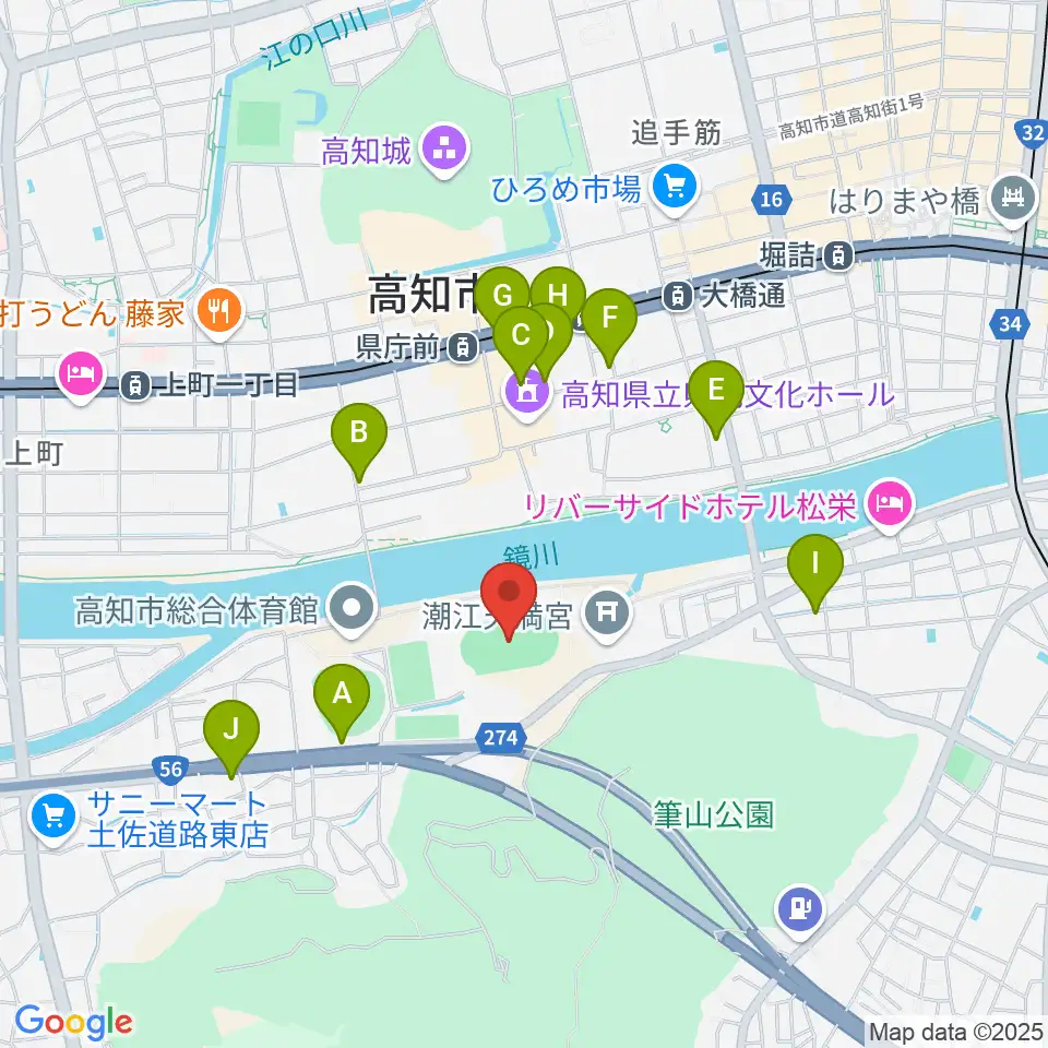 りょうまスタジアム周辺のカフェ一覧地図