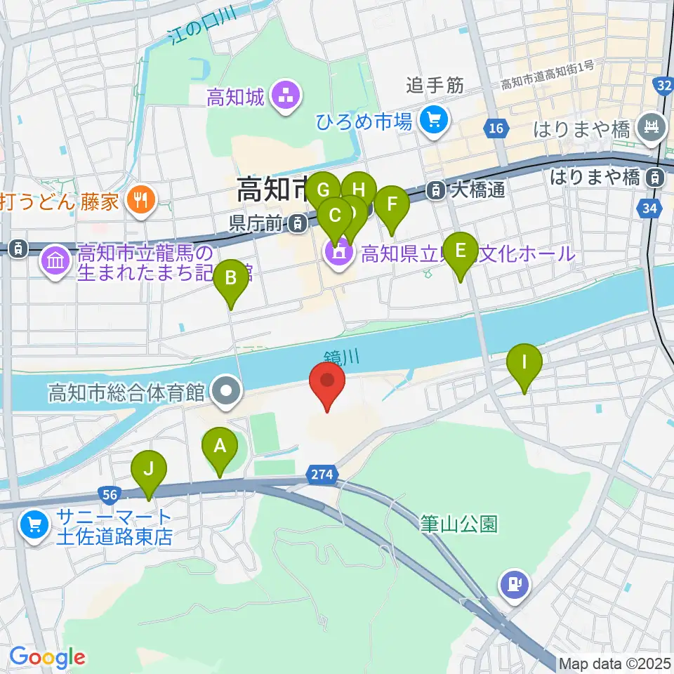 りょうまスタジアム周辺のカフェ一覧地図