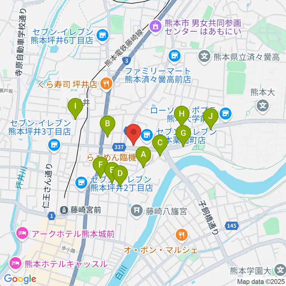 ロック会館周辺のカフェ一覧地図