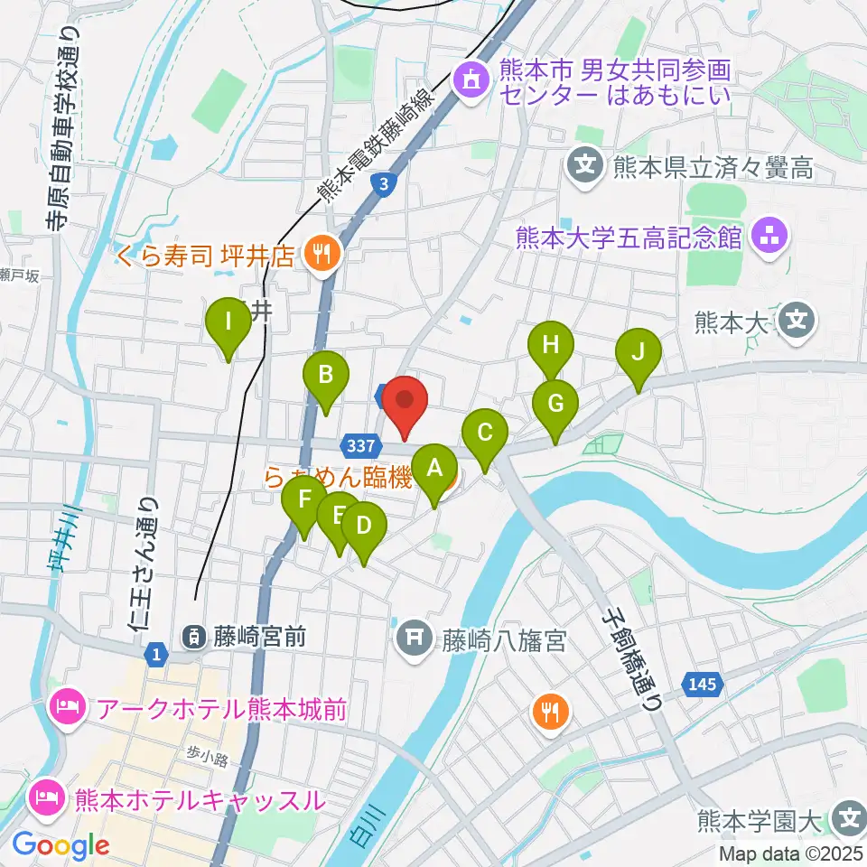 ロック会館周辺のカフェ一覧地図