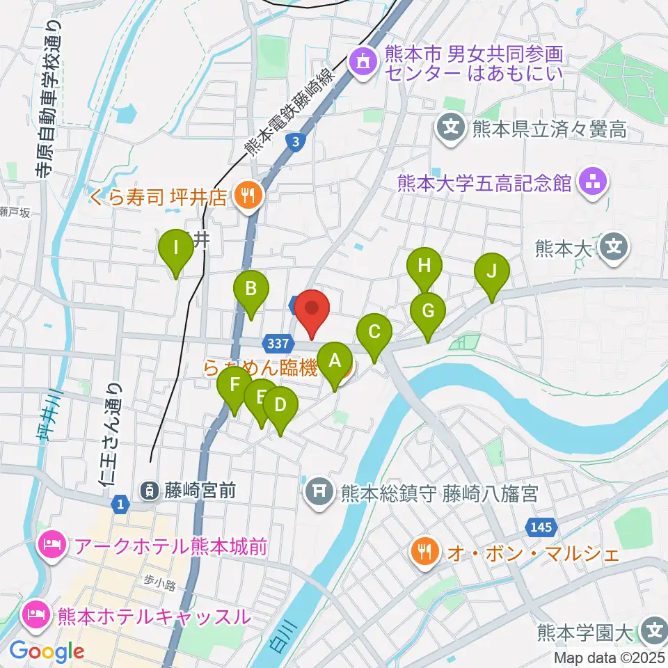 ロック会館周辺のカフェ一覧地図