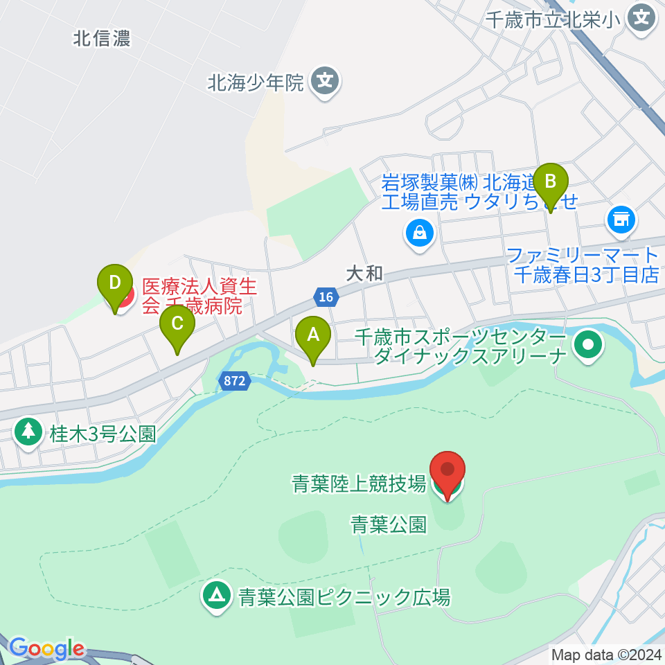 青葉陸上競技場周辺のカフェ一覧地図