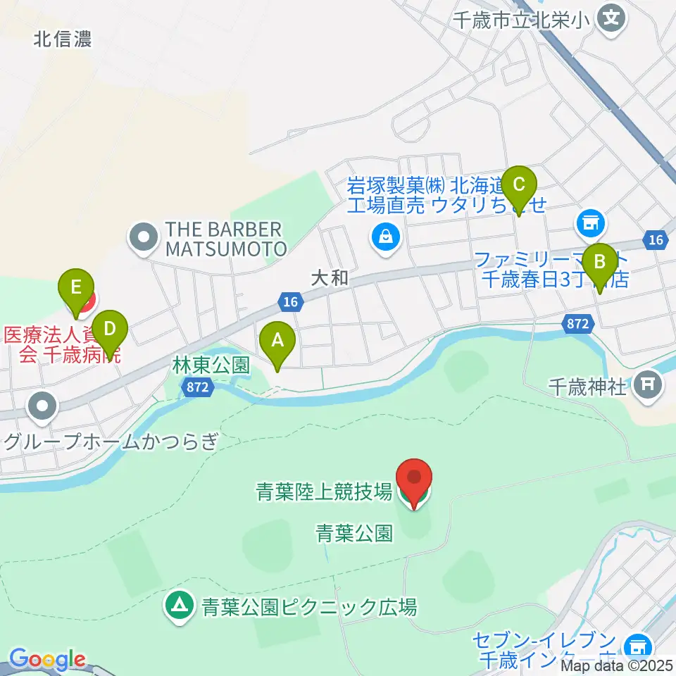 青葉陸上競技場周辺のカフェ一覧地図
