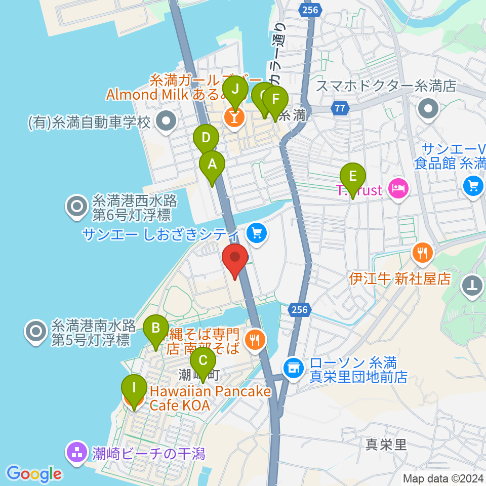 シャボン玉石けん くくる糸満周辺のカフェ一覧地図