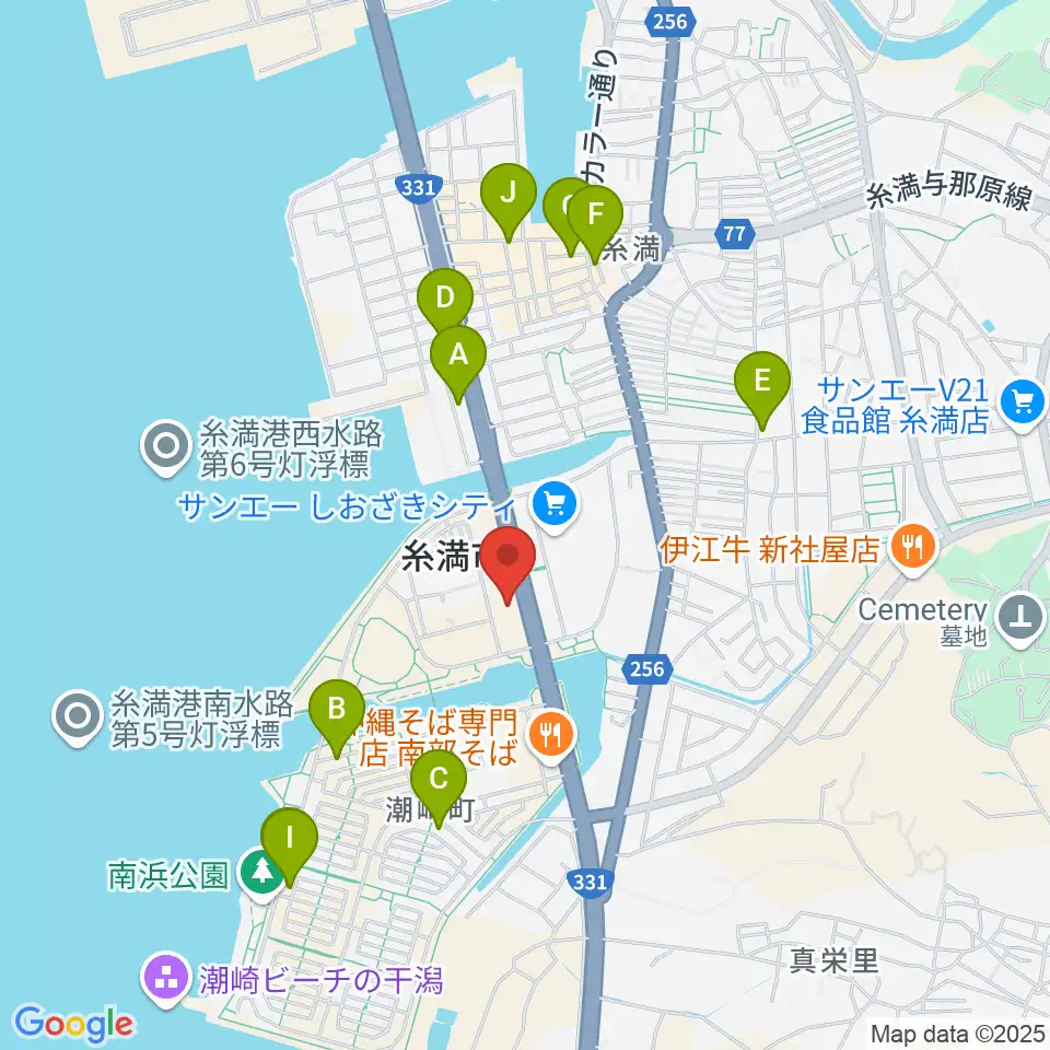 シャボン玉石けん くくる糸満周辺のカフェ一覧地図
