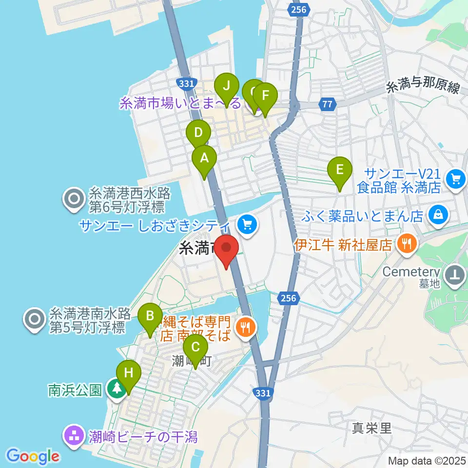 シャボン玉石けん くくる糸満周辺のカフェ一覧地図