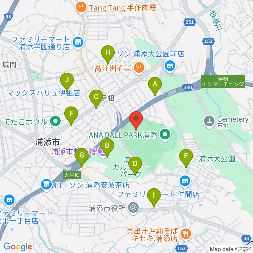 ANA FIELD 浦添周辺のカフェ一覧地図