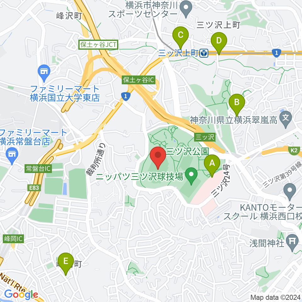 三ツ沢公園陸上競技場周辺のカフェ一覧地図