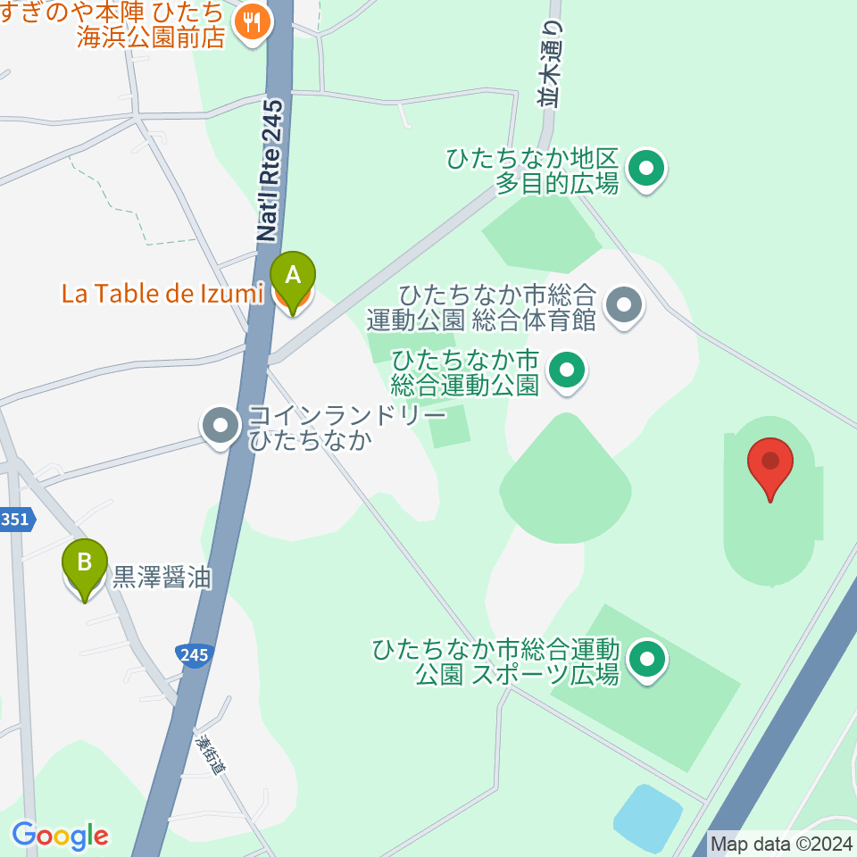 ひたちなか市陸上競技場周辺のカフェ一覧地図