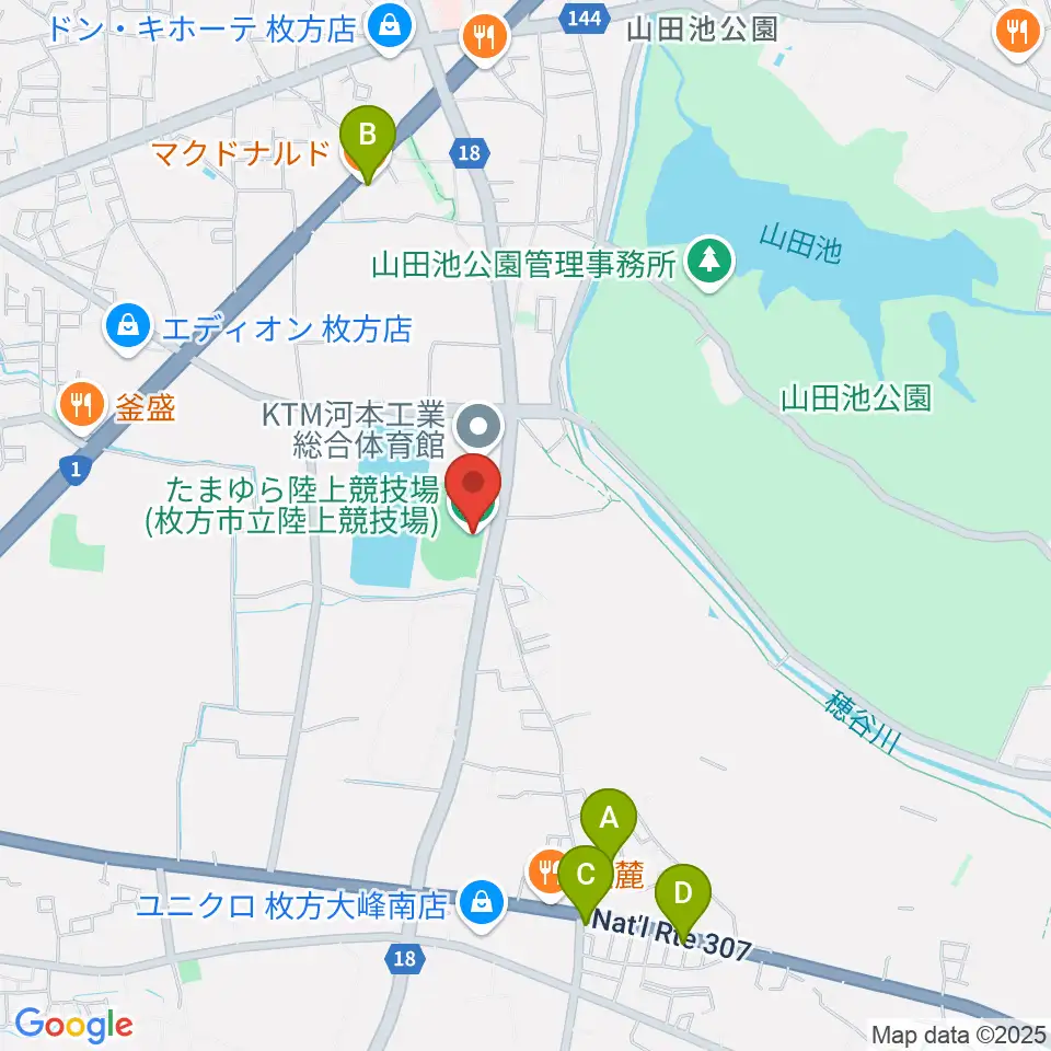 たまゆら陸上競技場周辺のカフェ一覧地図