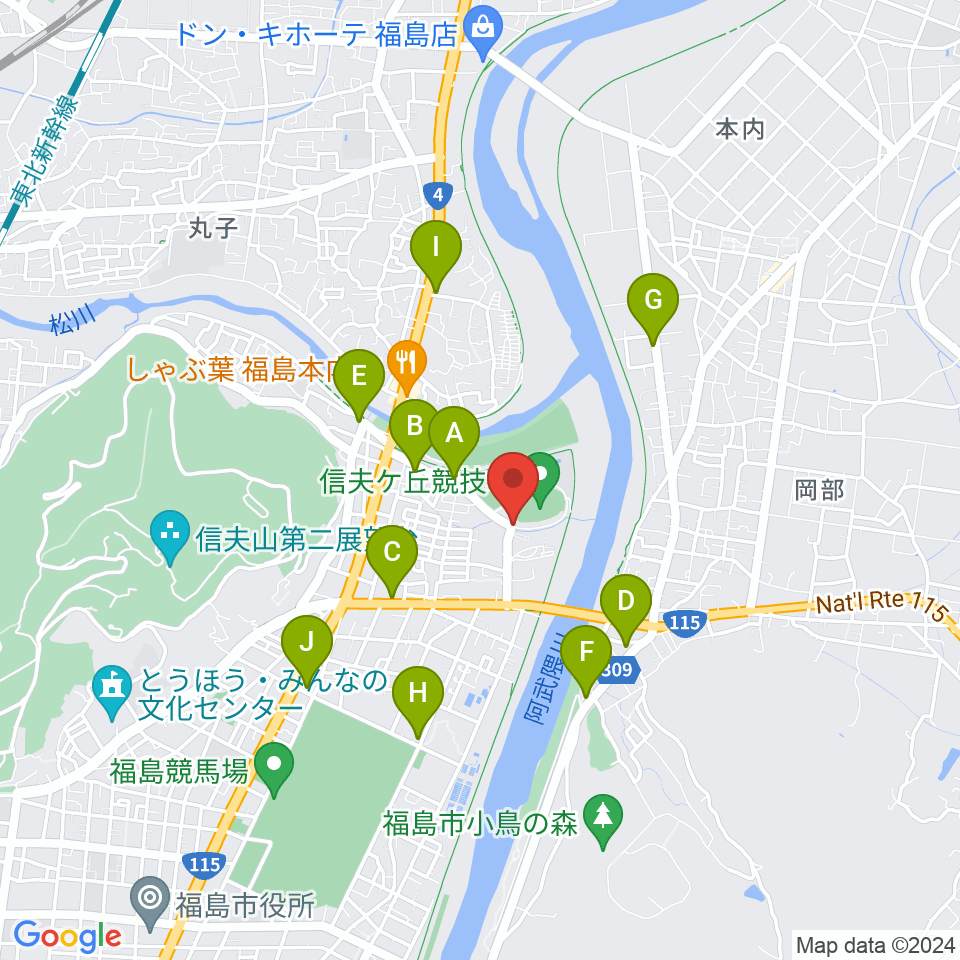 誠電社WINDYスタジアム周辺のカフェ一覧地図