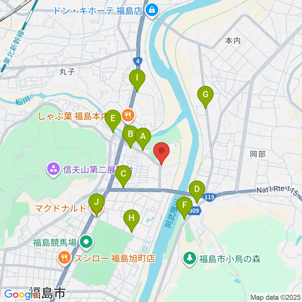 誠電社WINDYスタジアム周辺のカフェ一覧地図