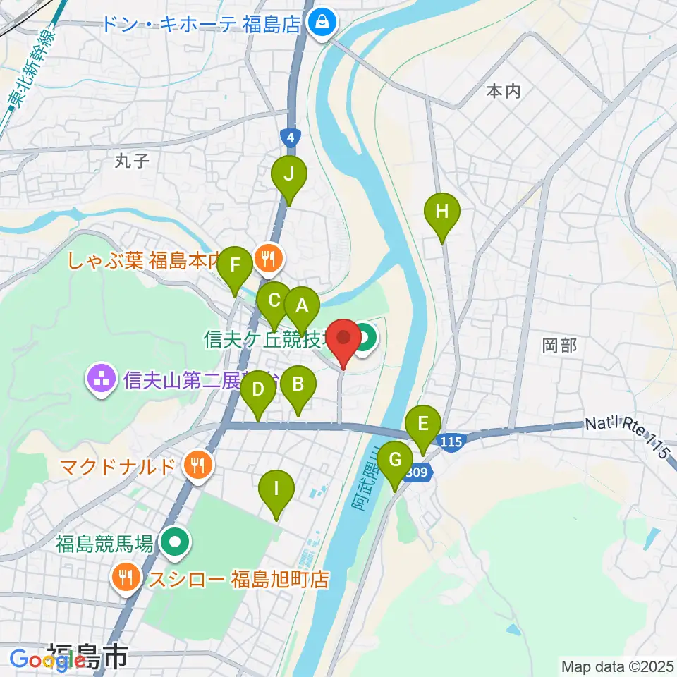 誠電社WINDYスタジアム周辺のカフェ一覧地図