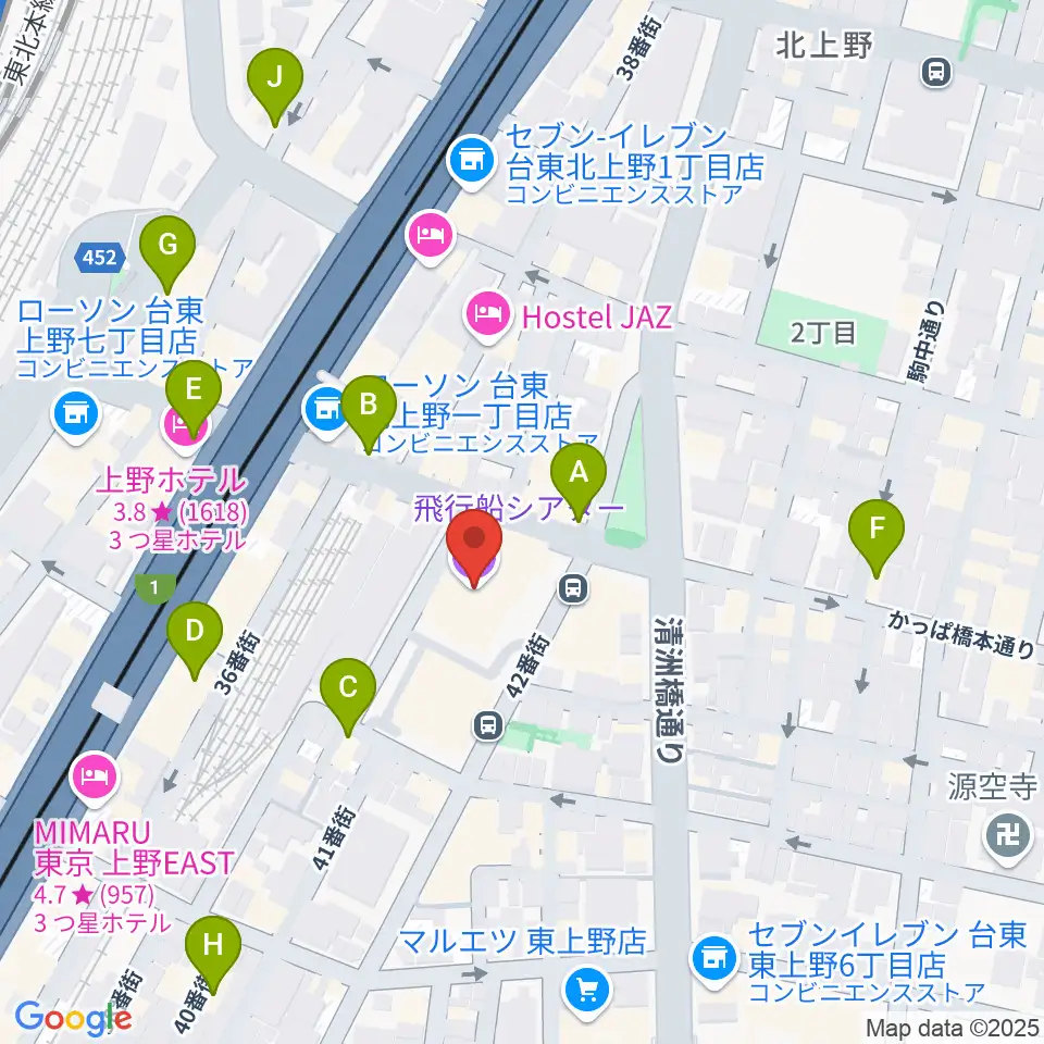 飛行船シアター周辺のカフェ一覧地図