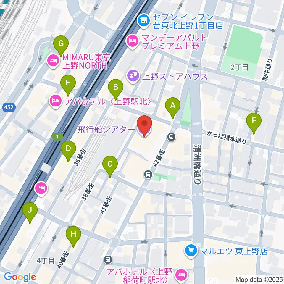 飛行船シアター周辺のカフェ一覧地図