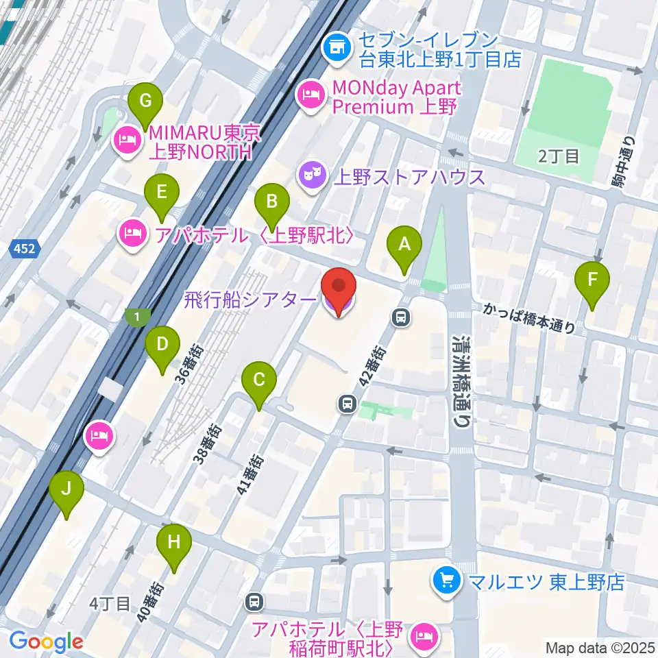 飛行船シアター周辺のカフェ一覧地図