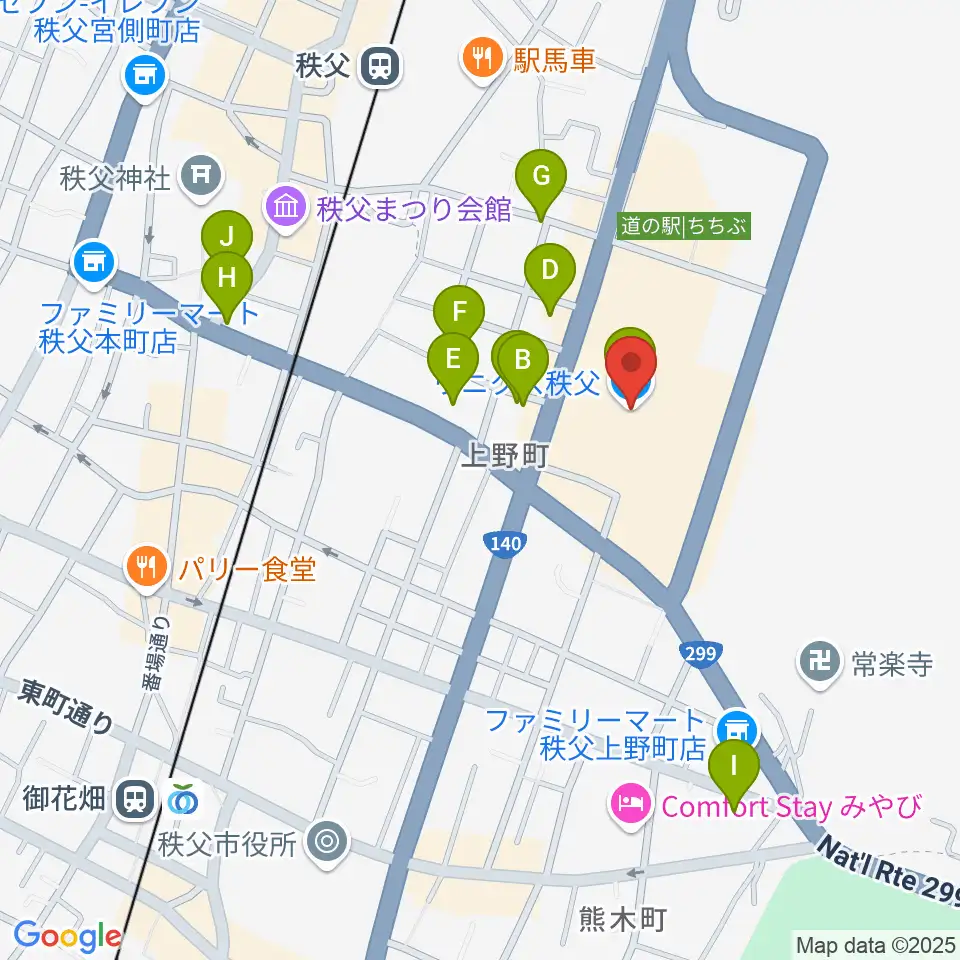 ユナイテッド・シネマ ウニクス秩父周辺のカフェ一覧地図
