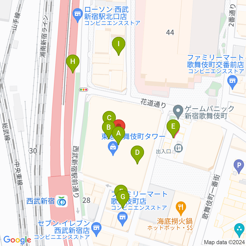 Zepp新宿周辺のカフェ一覧地図