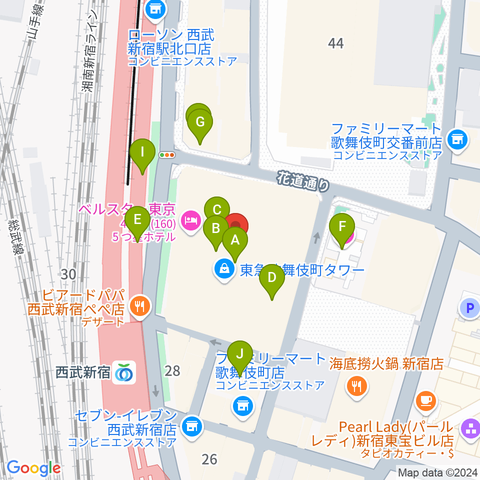 Zepp新宿周辺のカフェ一覧地図