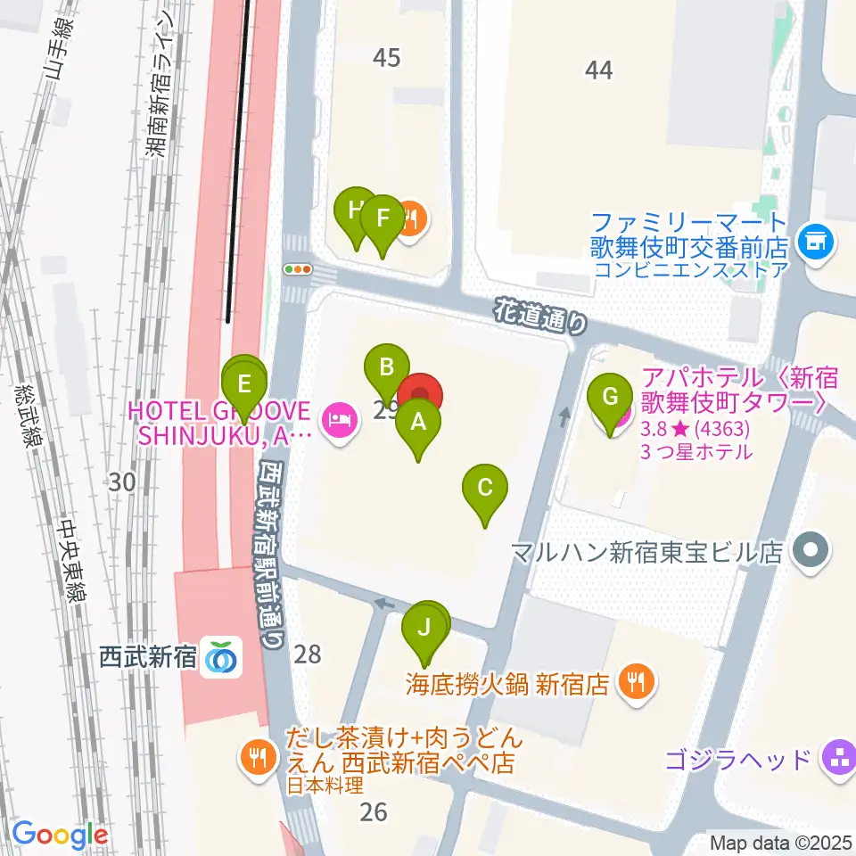 Zepp新宿周辺のカフェ一覧地図