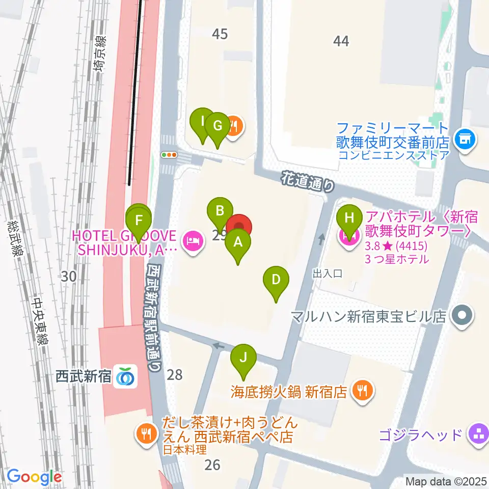 Zepp新宿周辺のカフェ一覧地図