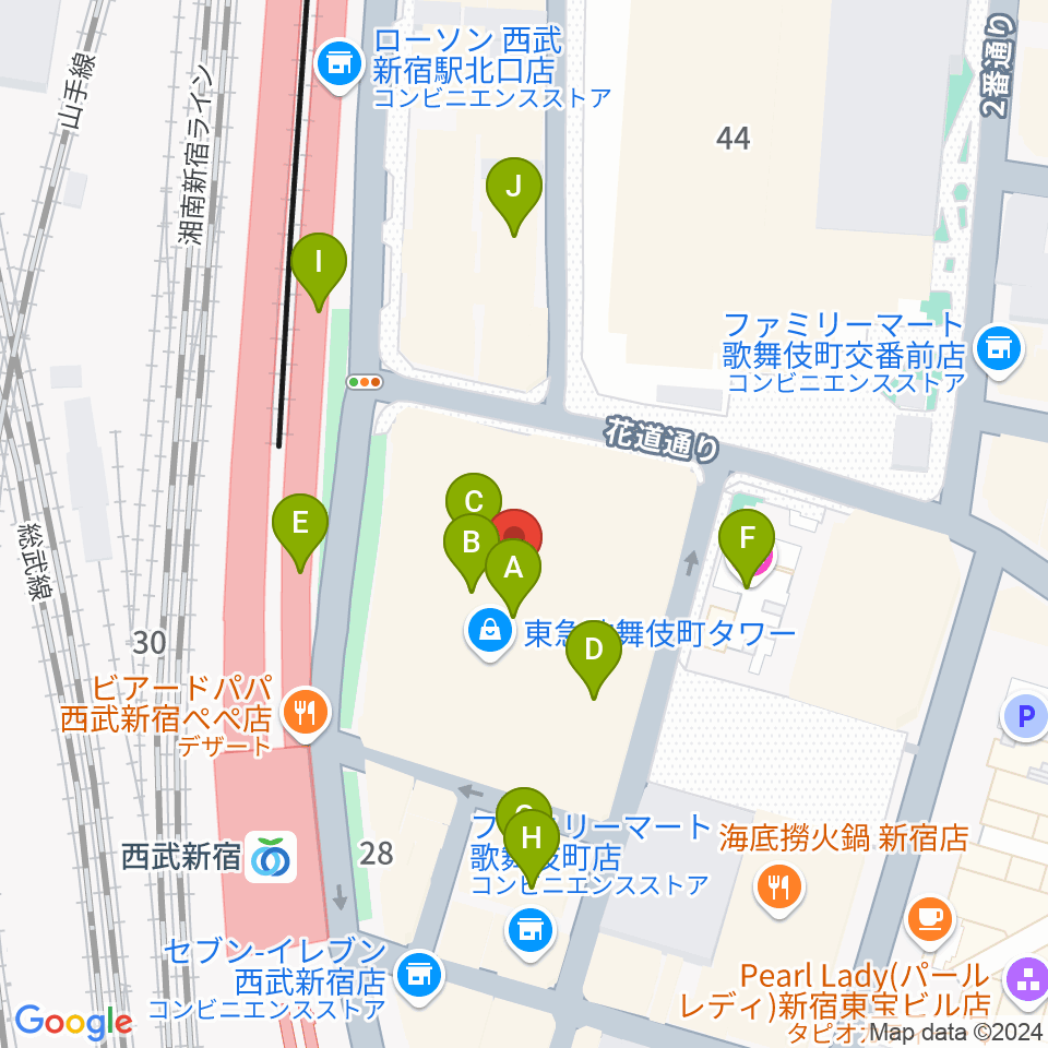 109シネマズプレミアム新宿周辺のカフェ一覧地図