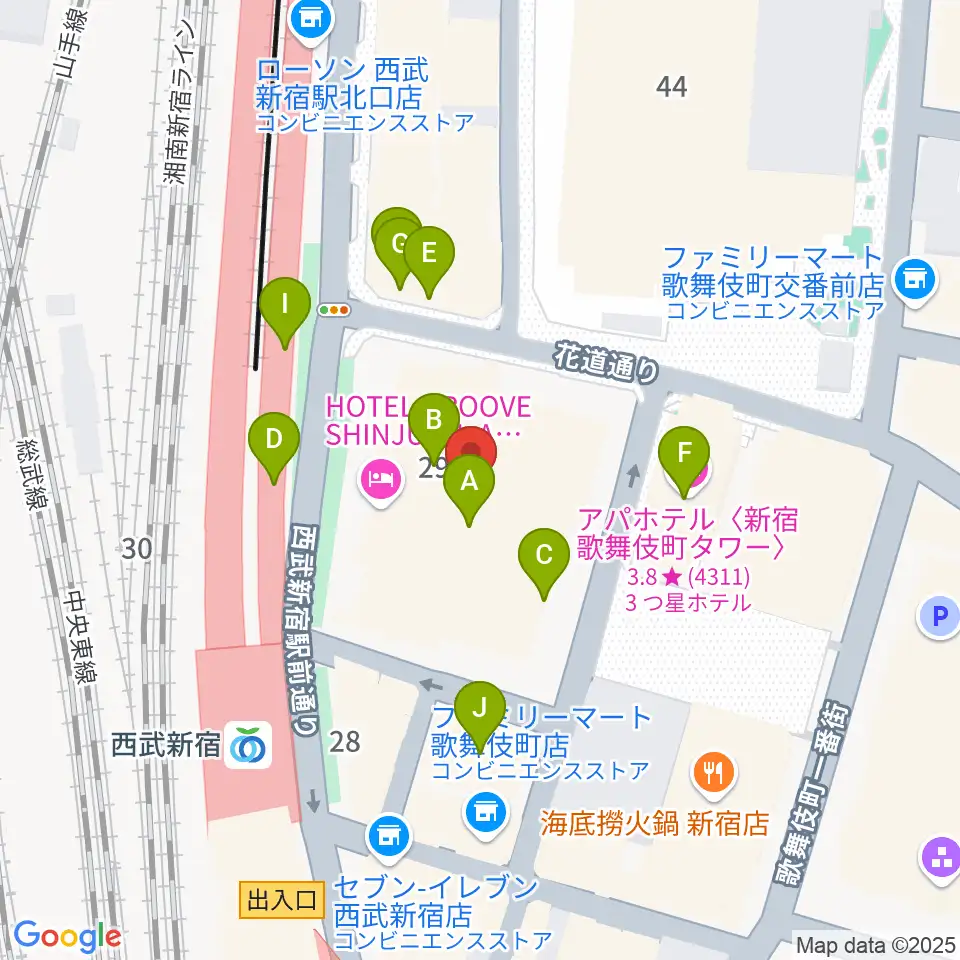 109シネマズプレミアム新宿周辺のカフェ一覧地図