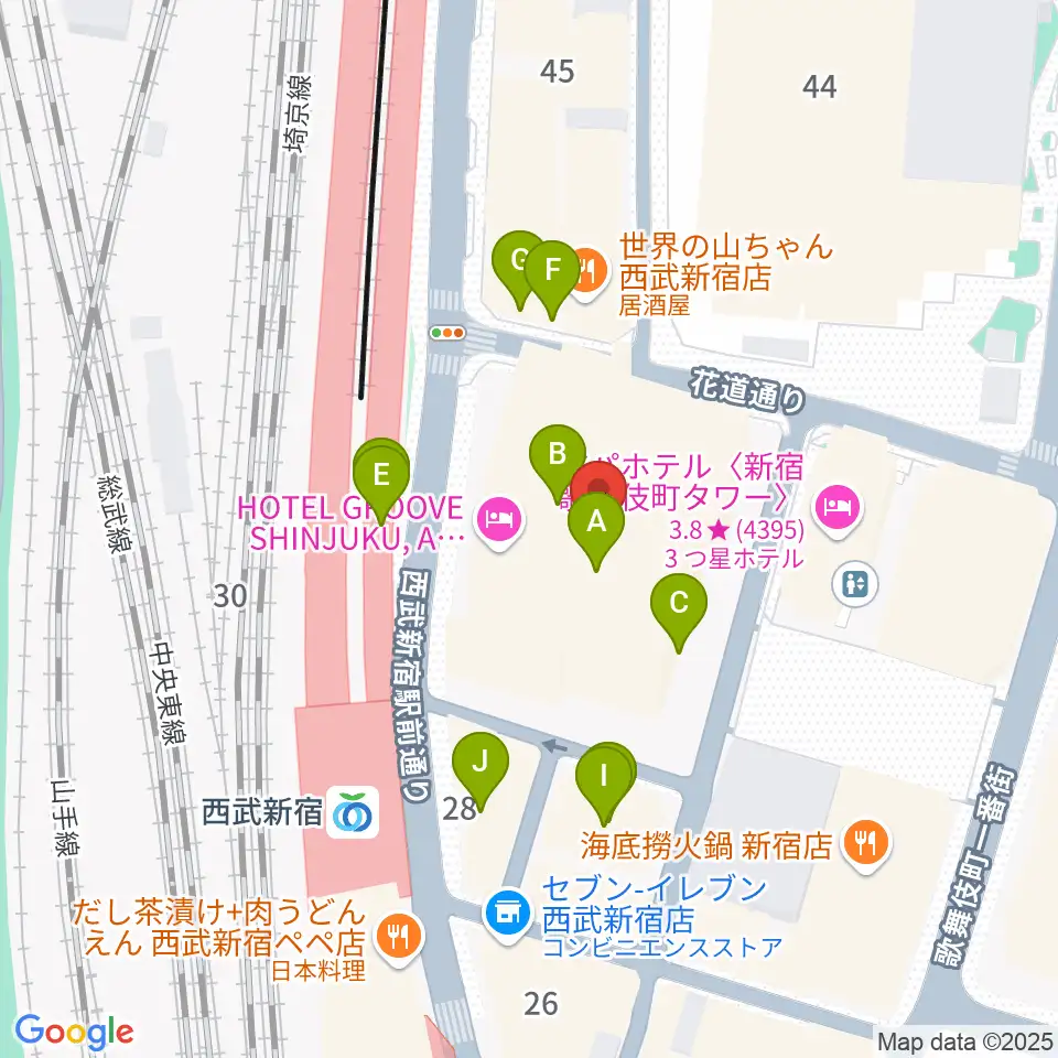 109シネマズプレミアム新宿周辺のカフェ一覧地図