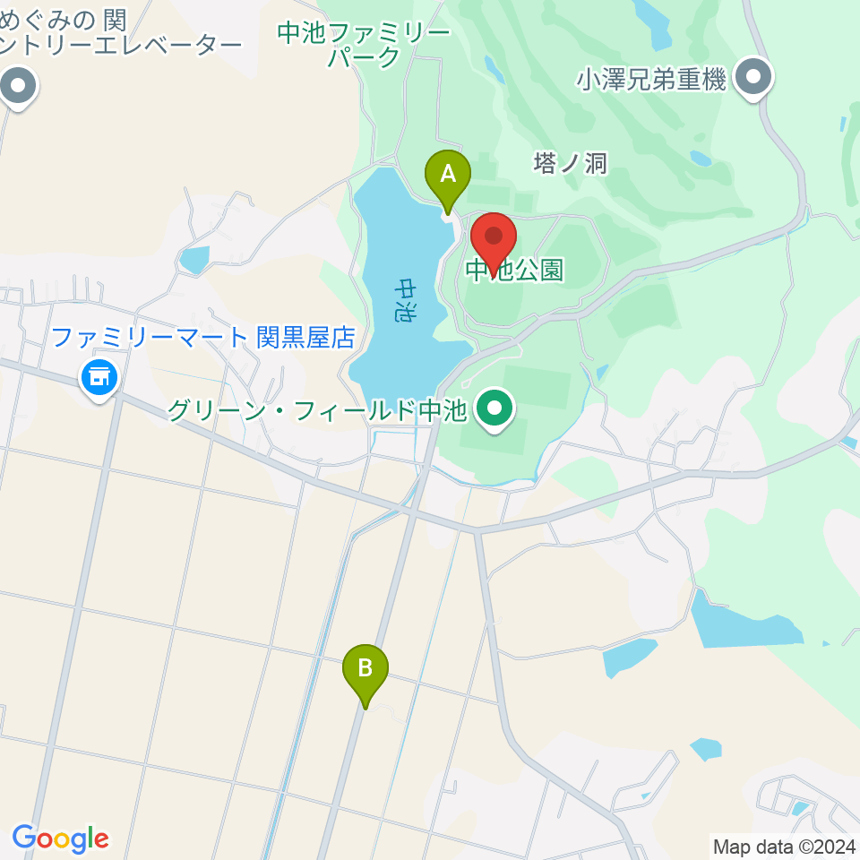 中池かわせみスタジアム周辺のカフェ一覧地図