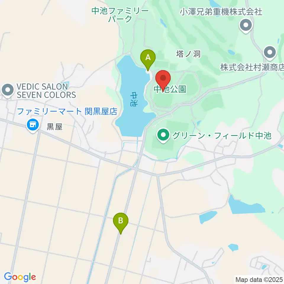 中池かわせみスタジアム周辺のカフェ一覧地図