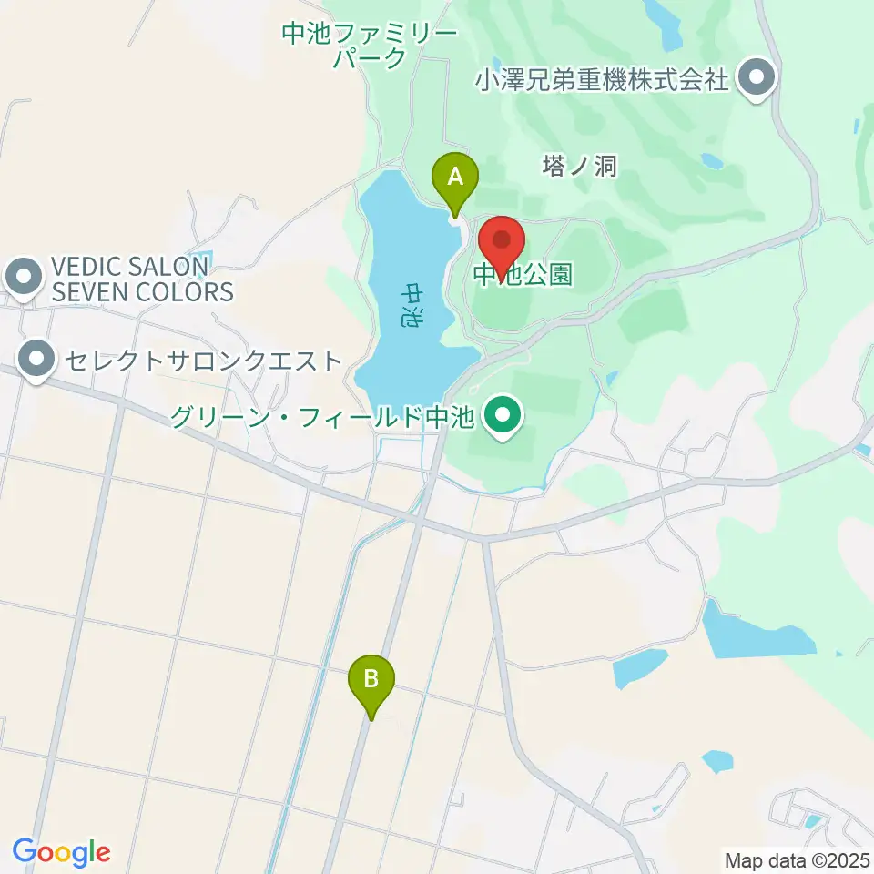 中池かわせみスタジアム周辺のカフェ一覧地図